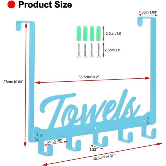 Bath | Over The Door Hooks Towel Rack For Bathroom Wall Mount Towel ...